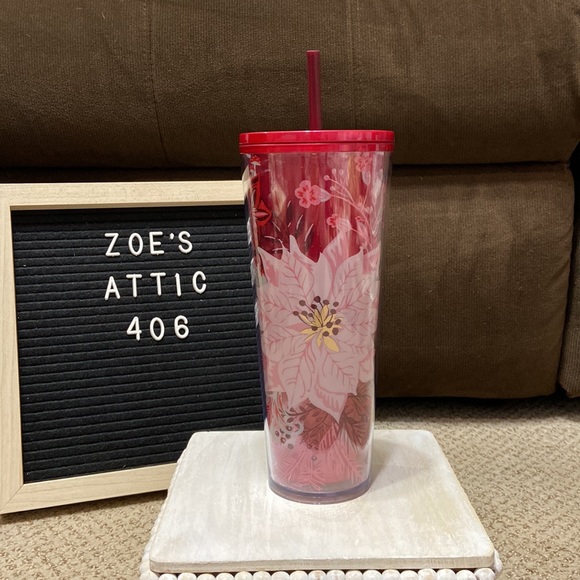 Starbucks RED MARBLE ENCHANTED FOREST PEARL FLORAL 24oz Tumbler - Picture 1 of 6